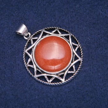 Přívěsek s aventurínem „Zlatý písek“ v patinované úpravě 40×46 mm