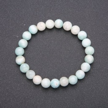 Náramek z přírodního kamene larimaru na gumičce, hladké kuličky, průměr 8 mm (±), obvod zápěstí 18 cm