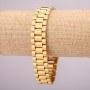 Kovový náramek z nerezové oceli na zapínání, tloušťka 16,5 mm, délka 21 cm, barva kovu zlatá