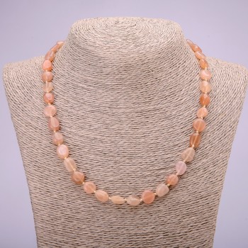 Náhrdelník z přírodního kamene selenit – galetové korálky, průměr 7×9 mm (±), délka 48 cm