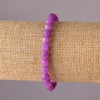 Náramek z tónovaného křemene v ametystové barvě, na gumičce, hladká korálka, průměr 6 mm, obvod 18 cm