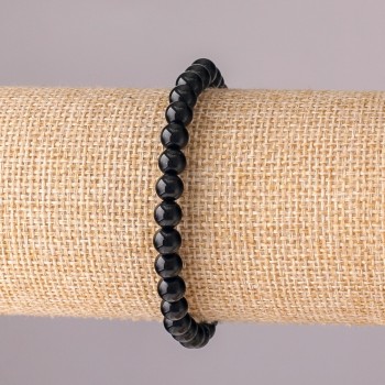 Náramek z umělého achátu, hladké kuličky, průměr 6 mm, obvod 18 cm