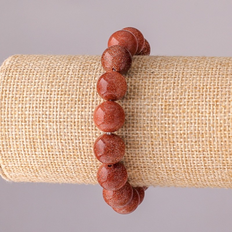 Náramek z aventurínu Zlatý písek na gumičce – hladká kulička, průměr 12 mm, obvod 18 cm
