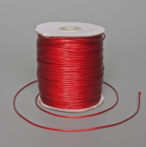 Voskovaná šňůra červená, průměr 1,5 mm, cívka, délka 150 m