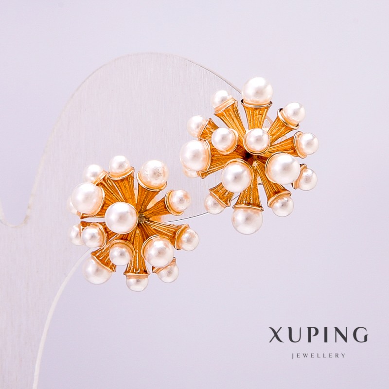 Сережки Xuping Позолота 18к з перлинами 19х20мм +
