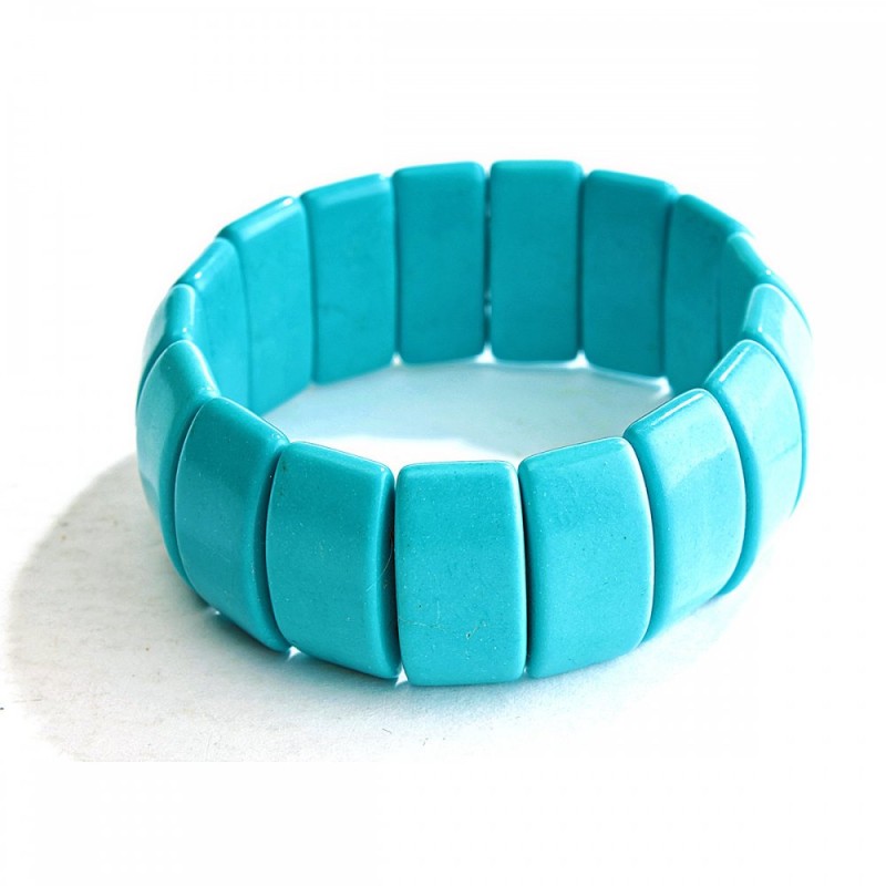 Náramek z lisovaného tyrkysu, články, průměr 25×12 mm, délka 18 cm (elastický)