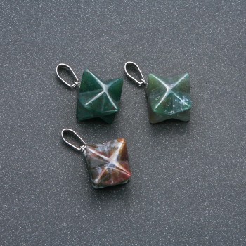 Přívěšek Merkaba z mechového achátu 10×10 mm