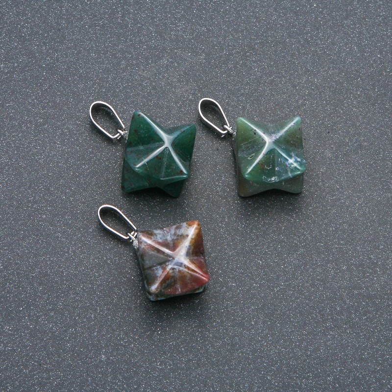 Přívěšek Merkaba z mechového achátu 10×10 mm