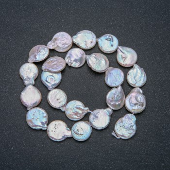 Nitka barokních perel, průměr 15×18 mm, délka 40 mm ± s benzínovým odleskem