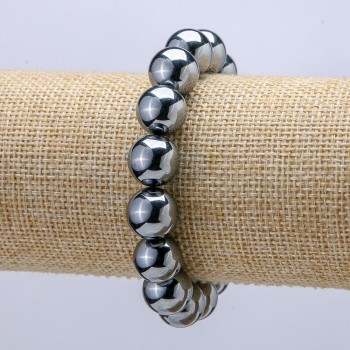 Náramek z terahertzového kamene na gumičce, průměr 12 mm, délka 18 cm +