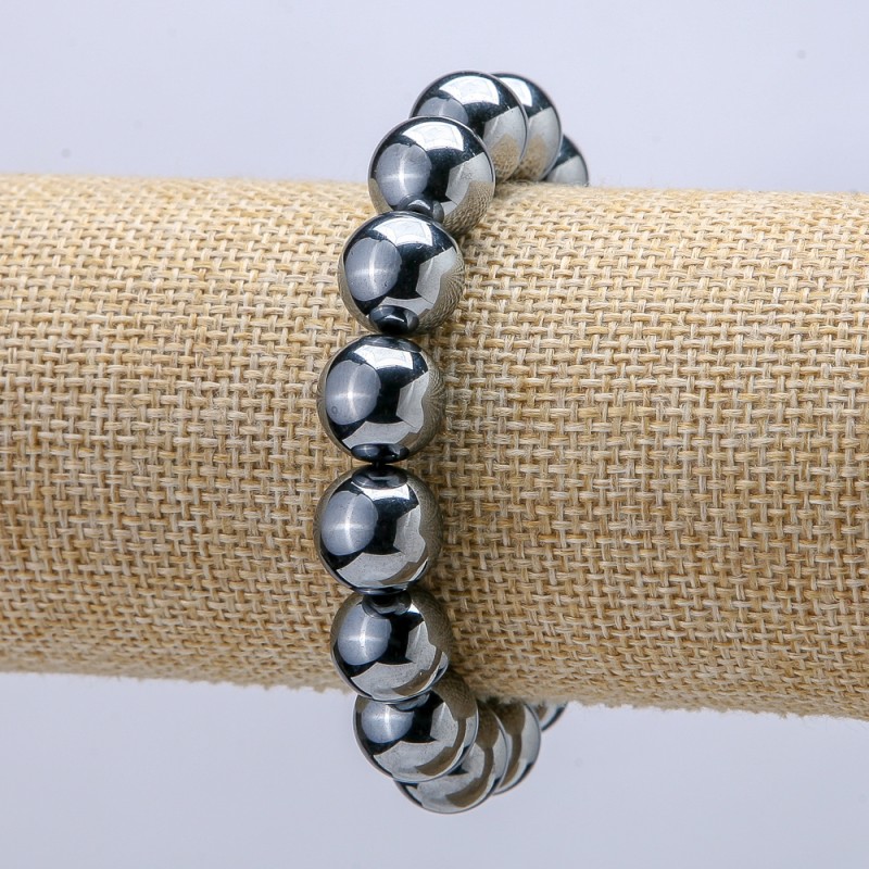 Náramek z terahertzového kamene na gumičce, průměr 12 mm, délka 18 cm +