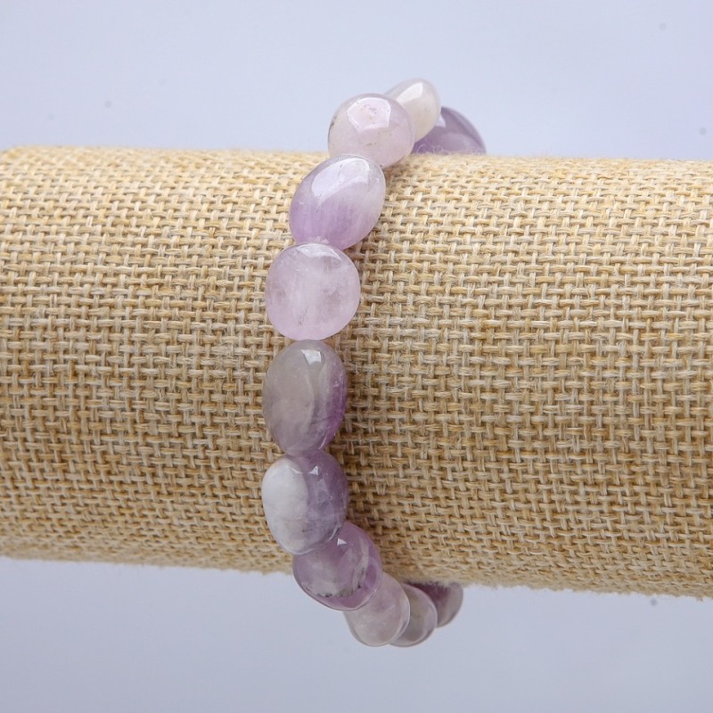 Náramek na gumičce z přírodního ametystu – fasetované korálky, průměr 14×10 mm, obvod 18 cm +