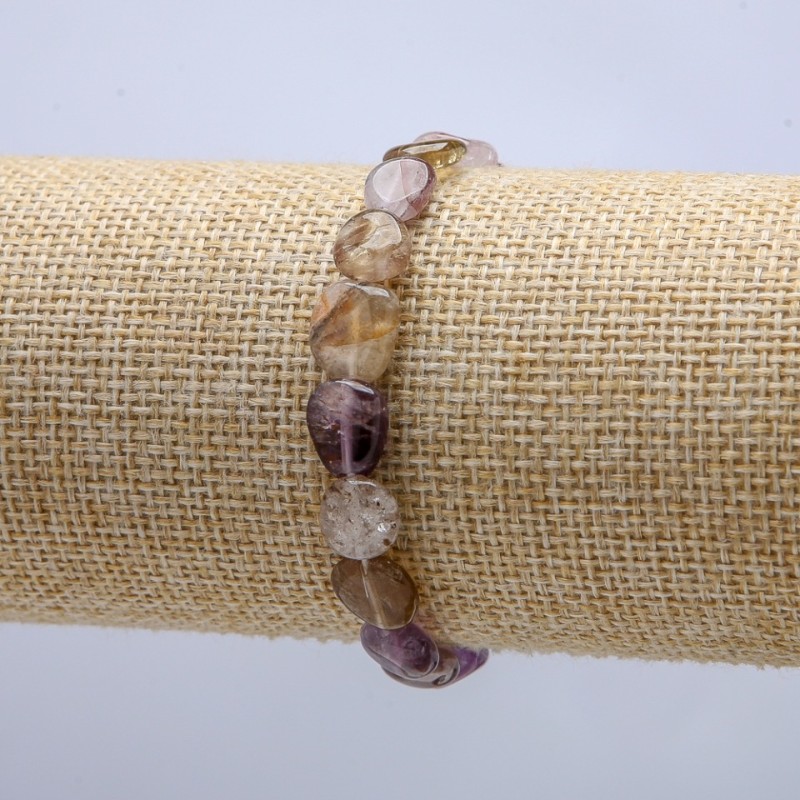 Náramek z ametritu na gumičce, brusované korálky, průměr 8×10 mm, obvod 18 cm +