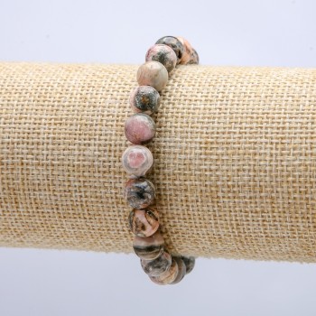 Náramek na gumičce z přírodního kamene, hladká kulička Rhodochrozit, průměr 8 mm, délka 18 cm +
