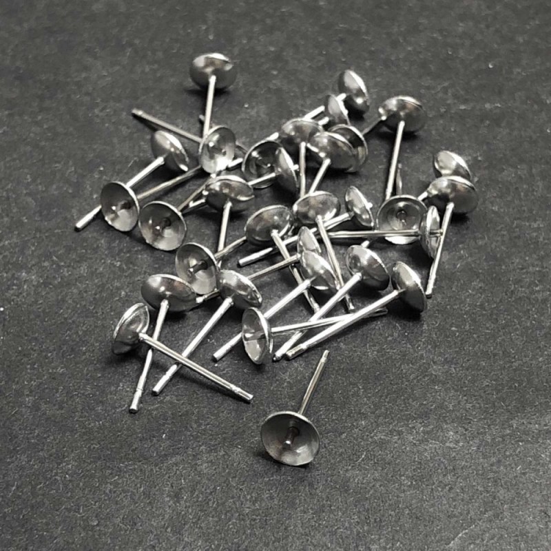 Základy pro náušnice pecky – stříbrný kov, průměr 4 mm, délka 14 mm, 30 ks +