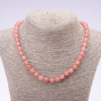 Náhrdelník z přírodního chalcedonu – hladká kulička, průměr 8 mm, délka 45 cm