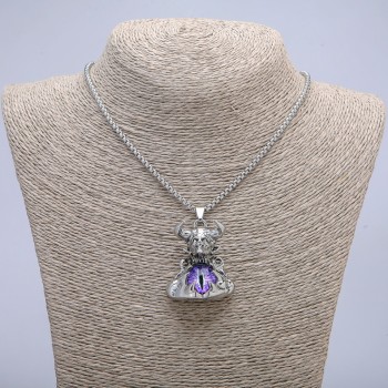 Přívěšek „Démon s okem draka“ 45×30 mm na řetízku, délka cca 70 cm, stříbrný kov