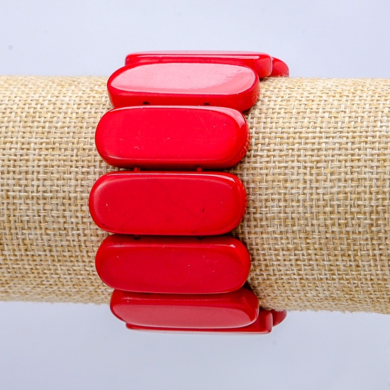 Náramek na gumičce z korálu (lisovaný) hladké články 33×13 mm+