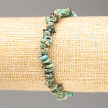 Náramek z amazonitu na gumičce, drobné kousky, průměr 7×3 mm +