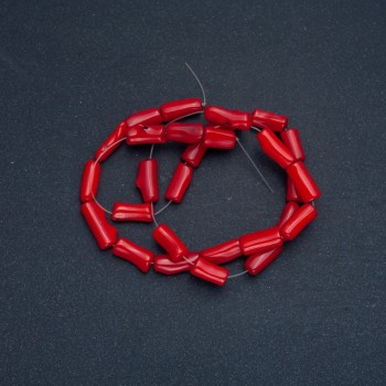 Náhrdelníkové korálky na niti z přírodního korálu, broušené, průměr 8–15×4–6 mm, délka 39 cm, různých velikostí