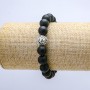 Náramek na pružné gumičce ze šungitu (umělý), průměr 10 mm ± Lev, délka 18 cm +