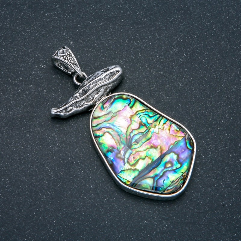 Přívěšek Haliotis, stříbrný kov 62×32 mm+