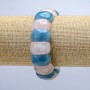 Náramek na gumičce z přírodních kamenů – růžový křemen a akvamarín, hladké články 20×12 mm+