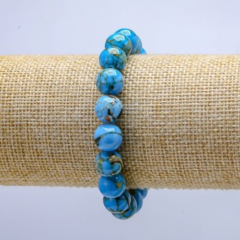 Náramek na gumičce z císařského jaspisu, hladká kulička, průměr 10 mm ±, délka 18 cm+