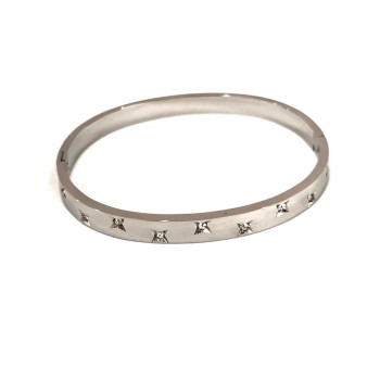 Náramek Xuping s rhodiovým povlakem a bílými kamínky, tloušťka 6 mm + -, průměr 64×53 cm +