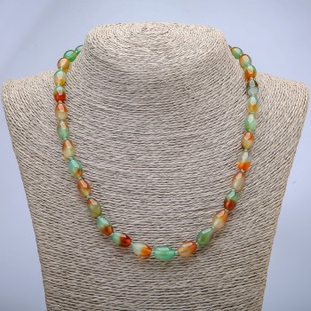 Náhrdelník z brazilského achátu – barilové korálky, průměr 8×12 mm, délka 45 cm