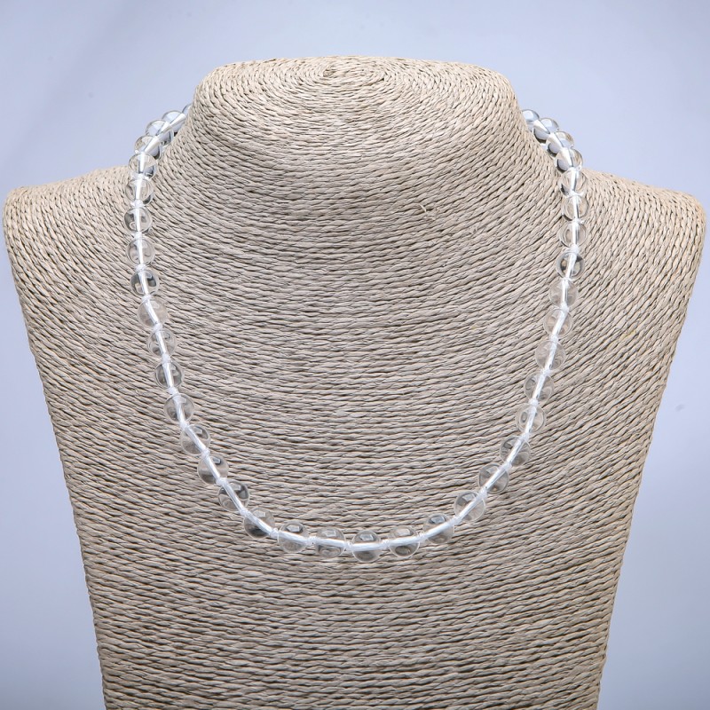 Náhrdelník z horského křišťálu, hladké kuličky, průměr 8 mm, délka 45 cm