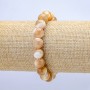 Náramek z přírodní perleti béžový, hladká korálka, průměr 10 mm, délka 18 cm