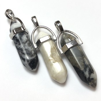 Přívěšek šestiúhelníkový z vlasatého křemene 40×9 mm+