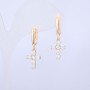 Náušnice Xuping pozlacené 18K – Kříž se bílými krystaly 28×10 mm +