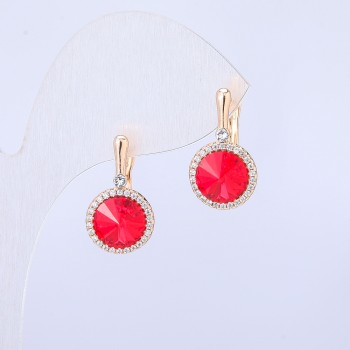 Náušnice Xuping s pozlacením 18K, krystaly Swarovski a bílé štrasové kamínky, průměr 19×10 mm +