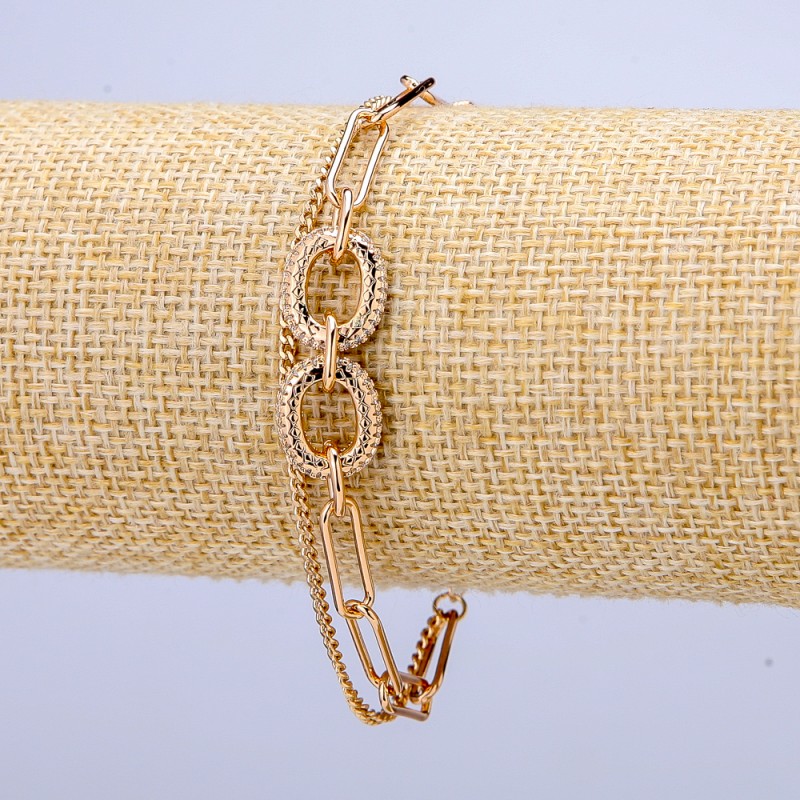 Náramek Xuping s pozlacením 18K a bílými kamínky, tloušťka 7 mm, délka 16–19 cm