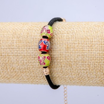 Náramek Xuping s pozlacením 18K s korálkami ve tvaru motýlků na šňůře, tloušťka 3 mm + -, průměr 10 mm + -, délka 18-22 cm +