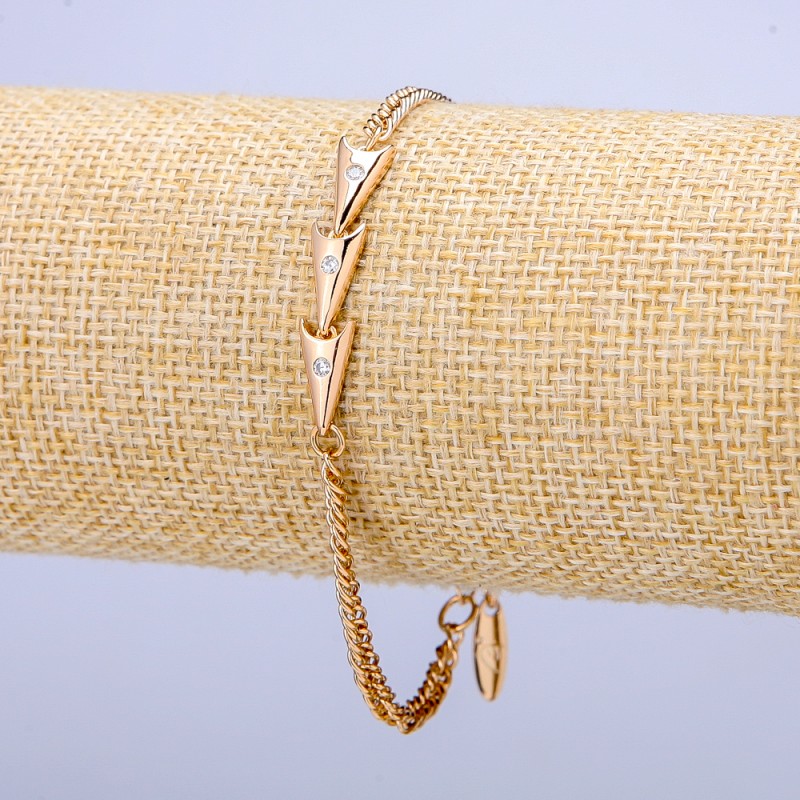 Náramek Xuping s pozlacením 18K a bílými kamínky, tloušťka 3,5 mm, délka 17–20 cm