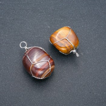 Přívěšek z tygřího oka ve stříbrném opletu, rozměr 35×20 mm
