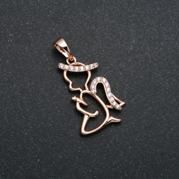 Přívěšek Xuping – Pozlacený 18K – Anděl s bílými krystaly, průměr 27×14 mm