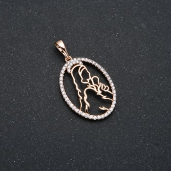 Přívěsek Xuping pozlacovaný 18K Ikona s bílými štrasovými kamínky, průměr 34×18 mm +