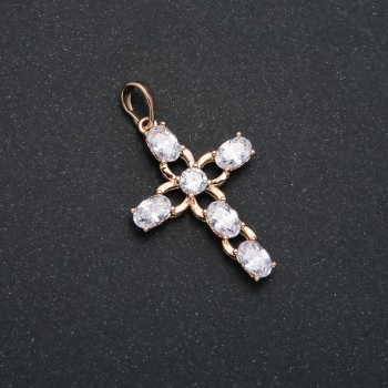 Přívěsek Xuping – kříž s bílými krystaly, 18K pozlacení