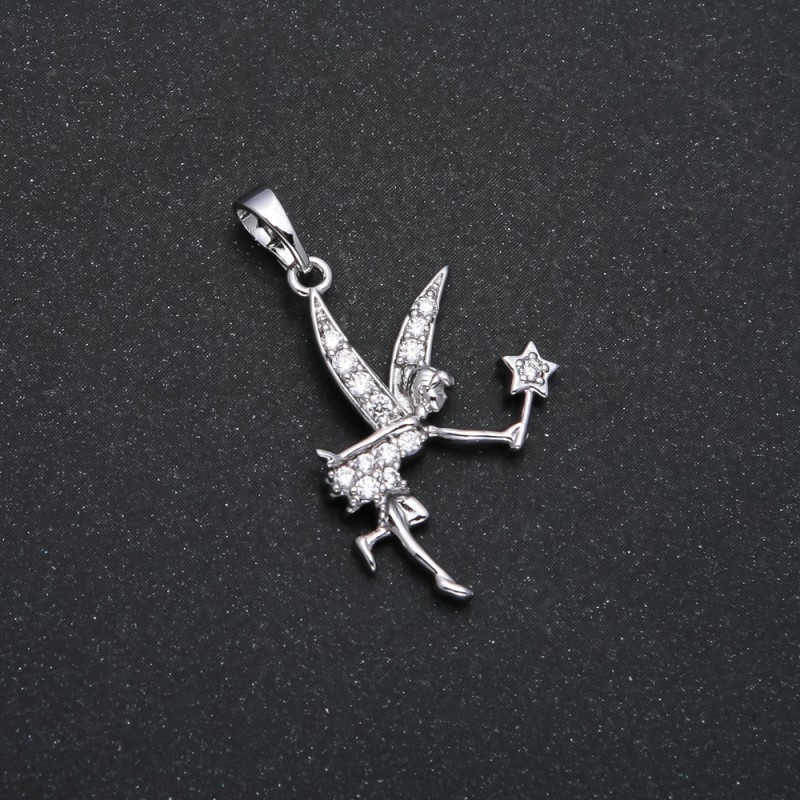 Přívěšek Xuping rhodiovaný víla se bílými štrasami, průměr 32×18 mm +