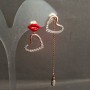 Náušnice Xuping pozlacované 18K s bílými štrasovými kamínky a červenou smaltovanou glazurou, průměr 15 mm, délka 66 mm