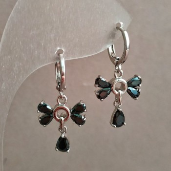 Náušnice Xuping rhodiované se černými krystaly, průměr 14 mm, tloušťka 28 mm