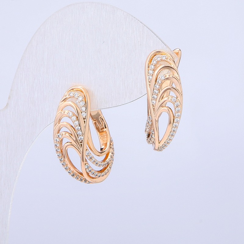 Náušnice Xuping s 18K pozlacením a bílými štrasovými kameny, průměr 23×8 mm