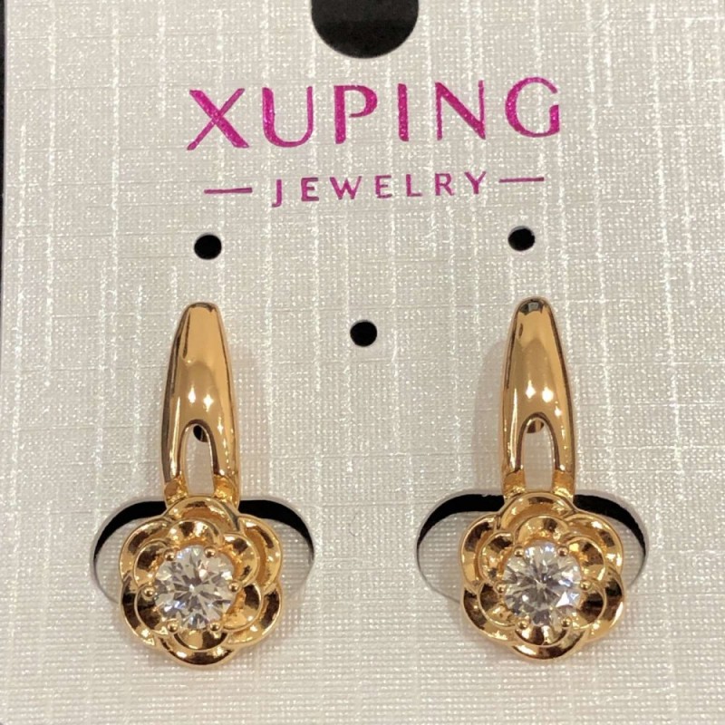 Náušnice Xuping s 18K pozlacení a bílým krystalem, průměr 22×10 mm +