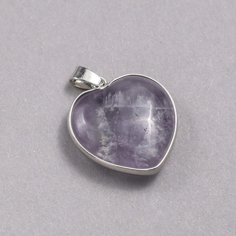 Přívěšek Srdce z ametystu ve stříbrné úpravě, průměr 26×26 mm