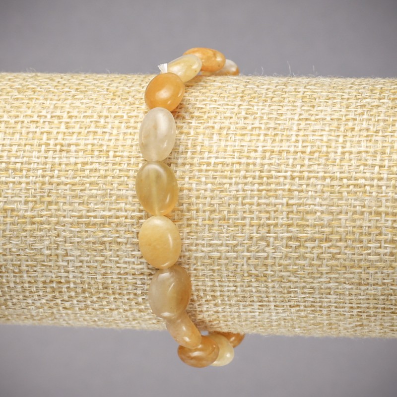 Náramek z elastické šňůry žlutého achátu, hladké oválné korálky, průměr 10×8 mm, délka 18 cm