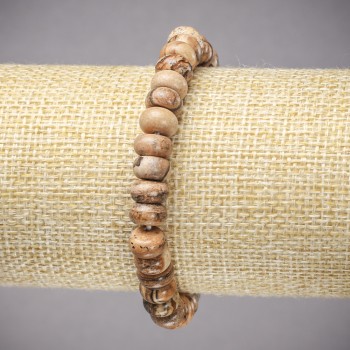 Náramek na gumičce z přírodního krajinného jaspisu, hladké rondely, průměr cca 8×5 mm, délka 18 cm